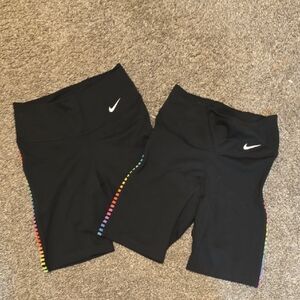 Nike Kids Black Shorts with Colorful Side Stripes